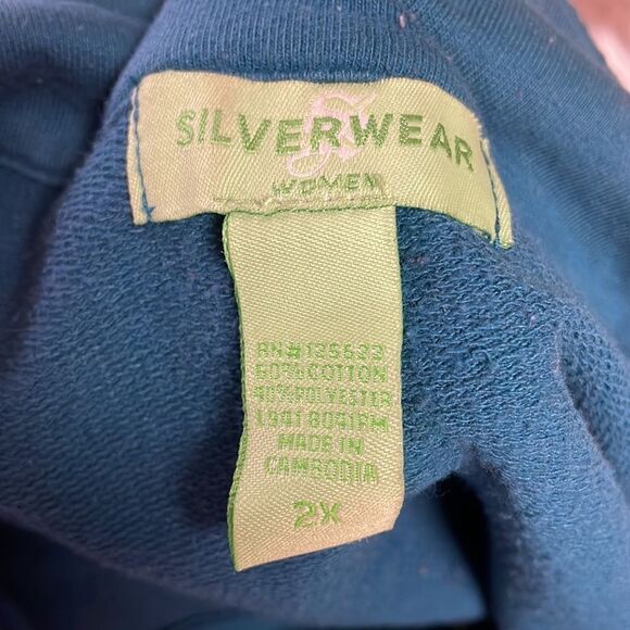 SILVERWEAR Plus Size Womens Zip Up Warmup Style Jacket Size 2X Teal Vintage - Picture 7 of 7